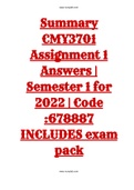 CMY3701 Assignment 1 Answers | Semester 1 for 2022 | Code :678887  INCLUDES exam pack
