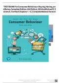 TEST BANK For Consumer Behaviour: Buying, Having, and Being, Canadian Edition, 9th Edition, 2024 by Michael R. Solomon, Verified Chapters 1 - 15, Complete solution |Guide A+.