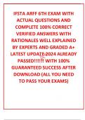 IFSTA ARFF 6TH  edition EXAM WITH ACTUAL QUESTIONS AND COMPLETE 100% CORRECT VERIFIED ANSWERS WITH RATIONALES WELL EXPLAINED BY EXPERTS AND GRADED A+ LATEST UPDATE 2024 ALREADY PASSED!!!!!! WITH 100% GUARANTEED SUCCESS AFTER DOWNLOAD (ALL YOU NEED TO PASS