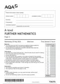 AQA Mathematics Further Mathematics 7367 paper 1 question paper Mathematics AS 22May 2024