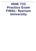 MHR 733 Practice Exam FINAL- Ryerson University