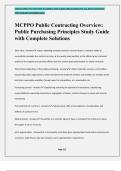 MCPPO Public Contracting Overview: Public Purchasing Principles Study Guide with Complete Solutions