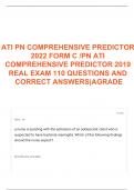 ATI PN COMPREHENSIVE PREDICTOR 2023 FORM C /PN ATI COMPREHENSIVE PREDICTOR 2019 REAL EXAM 110 QUESTIONS AND CORRECT ANSWERS|AGRADE