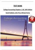 TEST BANK College Accounting Chapters 1-30, 16th Edition David Haddock, John Price, Michael Farina