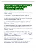 ASU BIO 181 MODULE 10 LATEST VERSION WITH REAL EXAM QUESTIONS GRADE A+