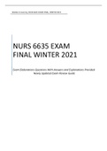 WALDEN UNIVERSITY, NURS 6635 EXAM FINAL, WINTER 2021 Exam Elaborations