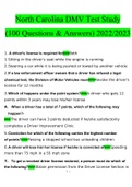 100 Question NC DMV Test Study.docx Questions With Correct Answers 100% Verified