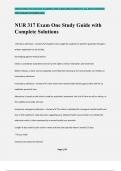 NUR 317 Exam One Study Guide with Complete Solutions