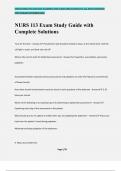 NURS 113 Exam Study Guide with Complete Solutions