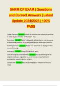 SHRM CP EXAM | Questions and Correct Answers | Latest Update 2024/2025 | 100% PASS