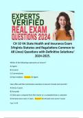 CH 10 VA State Health and Insurance Exam (Virginia Statutes and Regulations Common to All Lines) Questions with Definitive Solutions/ 2024-2025.