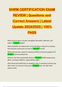 SHRM CERTIFICATION EXAM REVIEW | Questions and Correct Answers | Latest Update 2024/2025 | 100% PASS