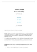 portage learning, BIO 171_lab notebook, Lab 1-4, latest lab procedures and objectives.