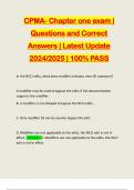 CPMA- Chapter one exam | Questions and Correct Answers | Latest Update 2024/2025 | 100% PASS