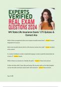 WV State Life Insurance Exam/ 175 Quizzes & Correct Ans 