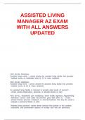 ASSISTED LIVING MANAGER AZ EXAM WITH ALL ANSWERS UPDATED