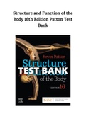 Structure and Function of the Body 16th Edition Patton Test Bank