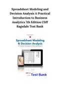 Spreadsheet Modeling and Decision Analysis A Practical Introduction to Business Analytics 7th Edition Cliff Ragsdale Test Bank