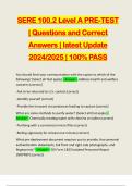 SERE 100.2 Level A PRE-TEST | Questions and Correct Answers | latest Update 2024/2025 | 100% PASS