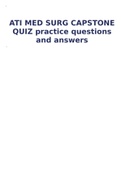 ATI MED SURG CAPSTONE QUIZ practice questions and answers