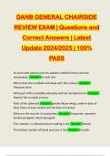 DANB GENERAL CHAIRSIDE REVIEW EXAM | Questions and Correct Answers | Latest Update 2024/2025 | 100% PASS