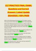 CLT PRACTICE FINAL EXAM | Questions and Correct Answers | Latest Update 2024/2025 | 100% PASS