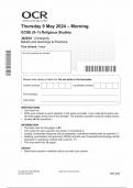 OCR GCSE Religious Studies Question Paper(J625/01:Christianity Beliefs and teachings & practices)June 2024