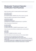 Wastewater Treatment Operator Certification Test #1(solved)