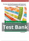 TEST BANK For Nursing Leadership, Management, and Professional Practice for the LPN/LVN, 7th Edition by Tamara R. Dahlkemper, Verified Chapters 1 - 5, Complete Newest Version