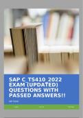 SAP C_TS410_2022 EXAM (UPDATED) QUESTIONS WITH PASSED ANSWERS!!