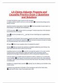 LA Claims Adjuster Property and Causality Practice Exam 2 Questions and Solutions