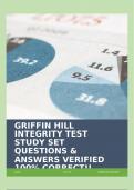 GRIFFIN HILL INTEGRITY TEST STUDY SET QUESTIONS & ANSWERS VERIFIED 100% CORRECT!!