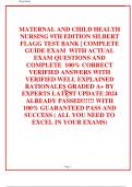  MATERNAL AND CHILD HEALTH NURSING 9TH EDITION SILBERT FLAGG TEST BANK | COMPLETE GUIDE EXAM  WITH ACTUAL EXAM QUESTIONS AND COMPLETE  100% CORRECT VERIFIED ANSWERS WITH VERIFIED WELL EXPLAINED RATIONALES GRADED A+ BY EXPERTS LATEST UPDATE 2024  ALREADY P