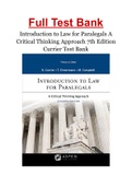 Introduction to Law for Paralegals A Critical Thinking Approach 7th Edition Currier Test Bank