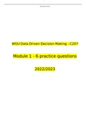 WGU C207 OA Data Driven Decision Making Module's 1 - 6  Questions and Answers 2022 | 100% Verified Answers