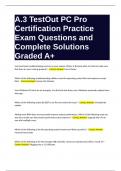 A.3 TestOut PC Pro Certification Practice Exam Questions and Complete Solutions Graded A+