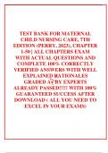  TEST BANK FOR MATERNAL CHILD NURSING CARE, 7TH EDITION (PERRY, 2023), CHAPTER 1-50 | ALL CHAPTERS EXAM WITH ACTUAL QUESTIONS AND COMPLETE 100% CORRECTLY VERIFIED ANSWERS WITH WELL EXPLAINED RATIONALES GRADED A+ BY EXPERTS ALREADY PASSED!!!!! WITH 100% GU