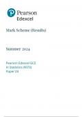 Pearson Edexcel Level 3 GCE Advanced STATISTICS paper 3 June 2024 Final Mark Scheme(9st0-03)