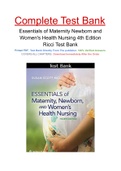 Essentials of Maternity Newborn and Women's Health Nursing 4th Edition Ricci Test Bank