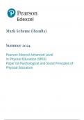 Pearson Edexcel Level 3 GCE Advanced Physical Education paper 2 June 2024 Final Mark Scheme(9pe0-02)