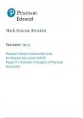 Pearson Edexcel Level 3 GCE Advanced Physical Education paper 1 June 2024 final Mark scheme(9pe0-01)