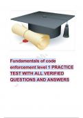 Fundamentals of code enforcement level 1 PRACTICE TEST WITH ALL VERIFIED QUESTIONS AND ANSWERS