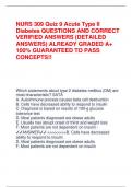 NURS 309 Quiz 9 Acute Type II Diabetes QUESTIONS AND CORRECT VERIFIED ANSWERS