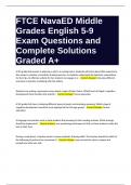 FTCE NavaED Middle Grades English 5-9 Exam Questions and Complete Solutions Graded A+.