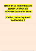 NRNP6665/ NRNP 6665 Psychiatric Mental Health Nurse Practitioner Care Across the Lifespan I Exams PACKAGE DEAL |BUNDLE contains the latest  Midterm and Final Exam solutions for Walden University.