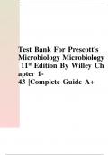 Test Bank For Prescotts Microbiology 11th Edition By Willey Chapter 1-43 |Complete Guide A+