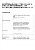 HESI CRITICAL CARE 2024 VERSION A AND B/ CRITICAL CARE HESI EXIT EXAM 2024 QUESTIONS AND CORRECT ANSWERS|AGRADE