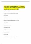 volleyball referee signals, P.E. exam, volleyball PE test With 100% Correct Answers | Answered 2024