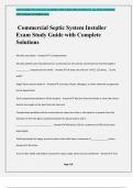 Commercial Septic System Installer Exam Study Guide with Complete Solutions