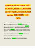 American Government, SBU, Dr Kwasi, Exam 5 | Questions and Correct Answers | Latest Update 2024/2025 | 100% PASS